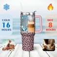thumbnail image 4 of 40oz Fashion Leopard Pattern Stainless Steel Flip Straw Tumbler Spill Proof Travel Cup Double Wall Vacuum Insulated Coffee Mug with Top Handle, 4 of 6