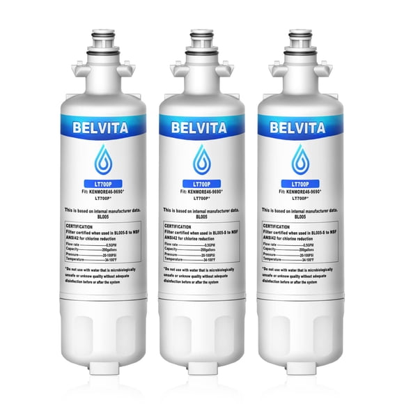 BELVITA LGLT700P Refrigerator Water Filter Compatible with LG LT700P, Kenmore 9690, LG ADQ36006101, ADQ36006102,WSL-3, LFX31945ST,LFX31925S