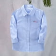 thumbnail image 5 of UACY Boys Girls Dress Shirt Long Sleeve Button Down Shirts Teen School Tops Kids Plain Blouse Lapel Solid Formal Tee (Blue, 5-6 Years), 5 of 9