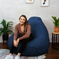 thumbnail image 4 of Big Joe Lotus Foam Filled Teardrop Bean Bag Chair with Removable Cover, Navy Short Shag, Soft Faux Fur, 4 feet Big, 4 of 7