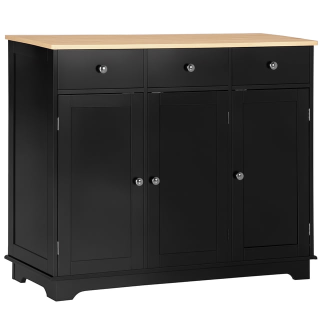CoSoTower Buffet Moderne, Armoire Buffet avec Armoires de Rangement, Tiroirs et Tablettes Ajustables pour Salon, Noir