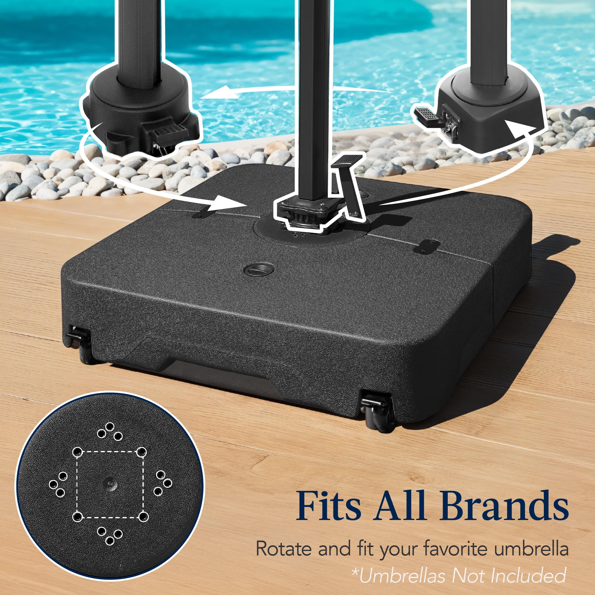 Best Choice Products Heavy-Duty Outdoor Cantilever Base Stand w/ Wheels, Locks, Fillable 330lb Capacity - Black