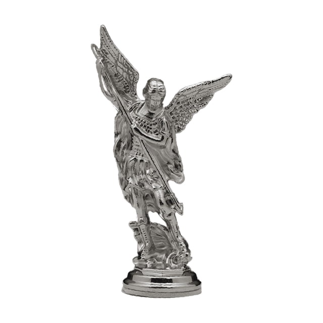 Figura de ángel San Miguel, artesanía, adorno religioso coleccionable de mesa Plata