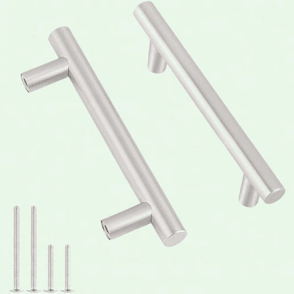 Brushed Nickel Cabinet Pulls, Pack of 15, 3-1/2" Hole Centers, Stainless Steel T Bar Handles