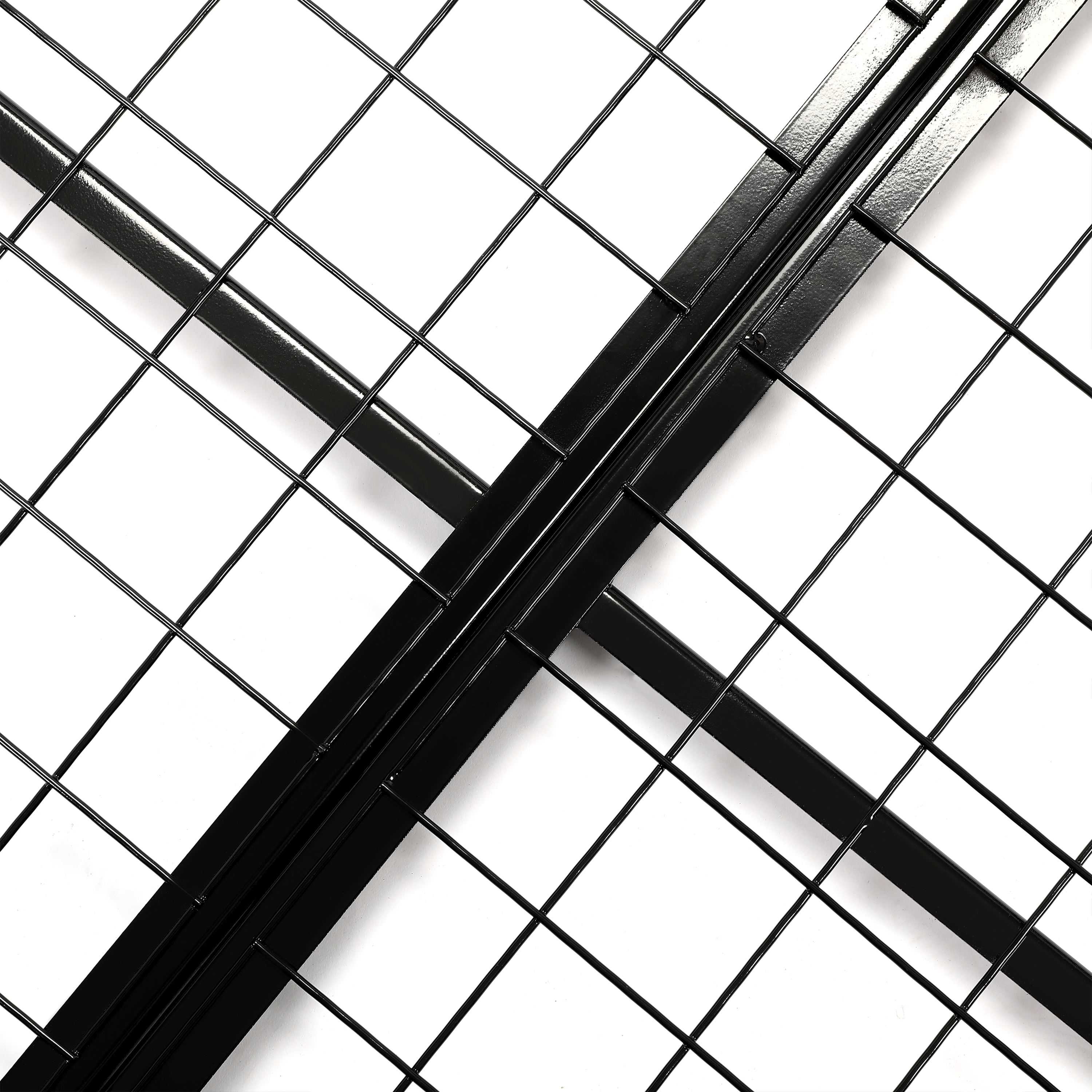 Grid surface showing black powder-coated steel ready for loading items and seasonal storage
