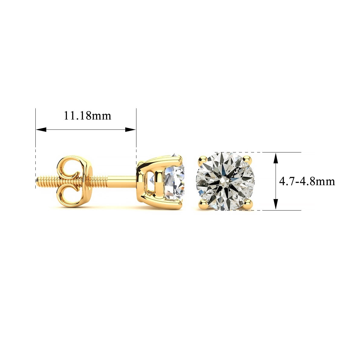 SuperJeweler 0.85 Carat Diamond Stud Earrings In 14 Karat Yellow Gold Long Post Earrings For Women