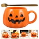 thumbnail image 3 of FELTECHELECTR 1 juego de taza de calabaza para Halloween, taza de agua con asa, taza de café de cerámica, taza de té con cuchara, 3 of 5