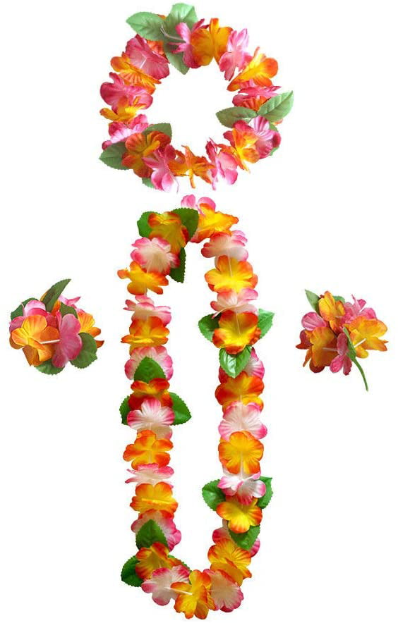 10 /15 /40 Hula Hawaiian Flower Garland Wristband Bracelet Lei Beach Party 