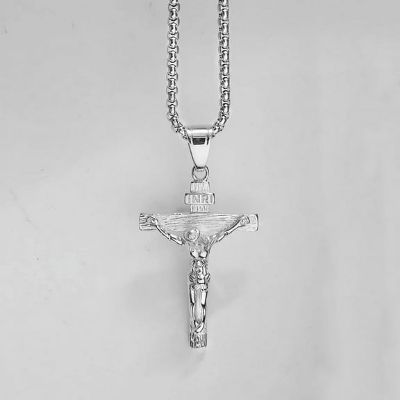 Crucifix Male 14K Yellow Gold INRI Jesus Cross Pendant Necklace For Men Women Gift Christian Jewelry