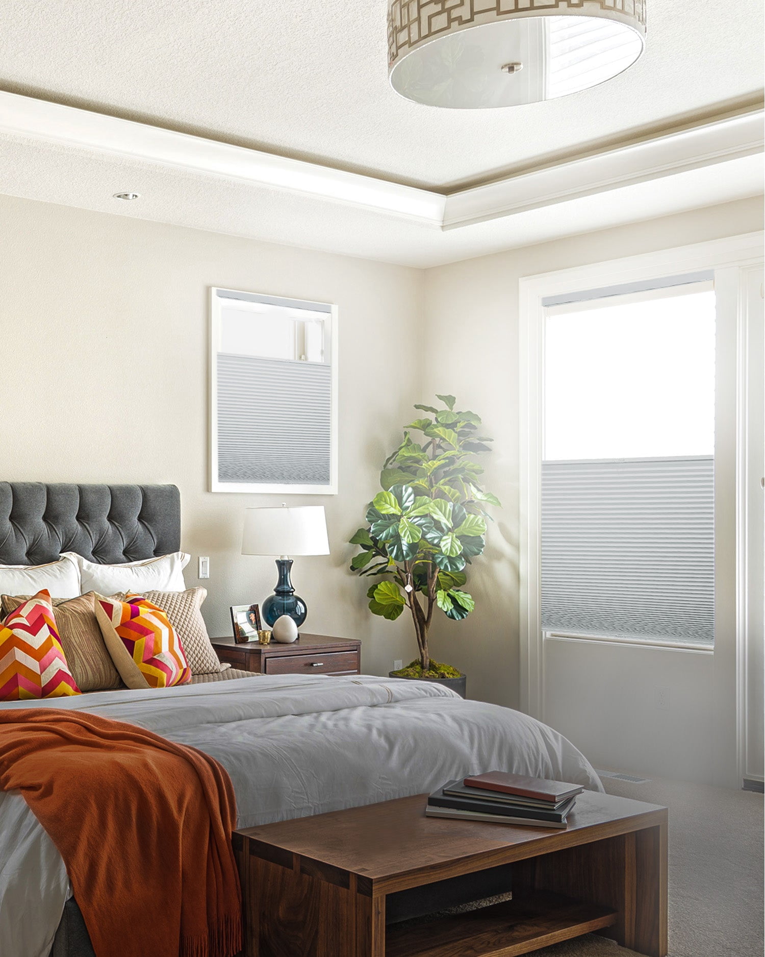 Chicology Cordless Top Down Bottom Up Blackout Cellular Shade Light Grey 65.25 in. W x 48 in. L