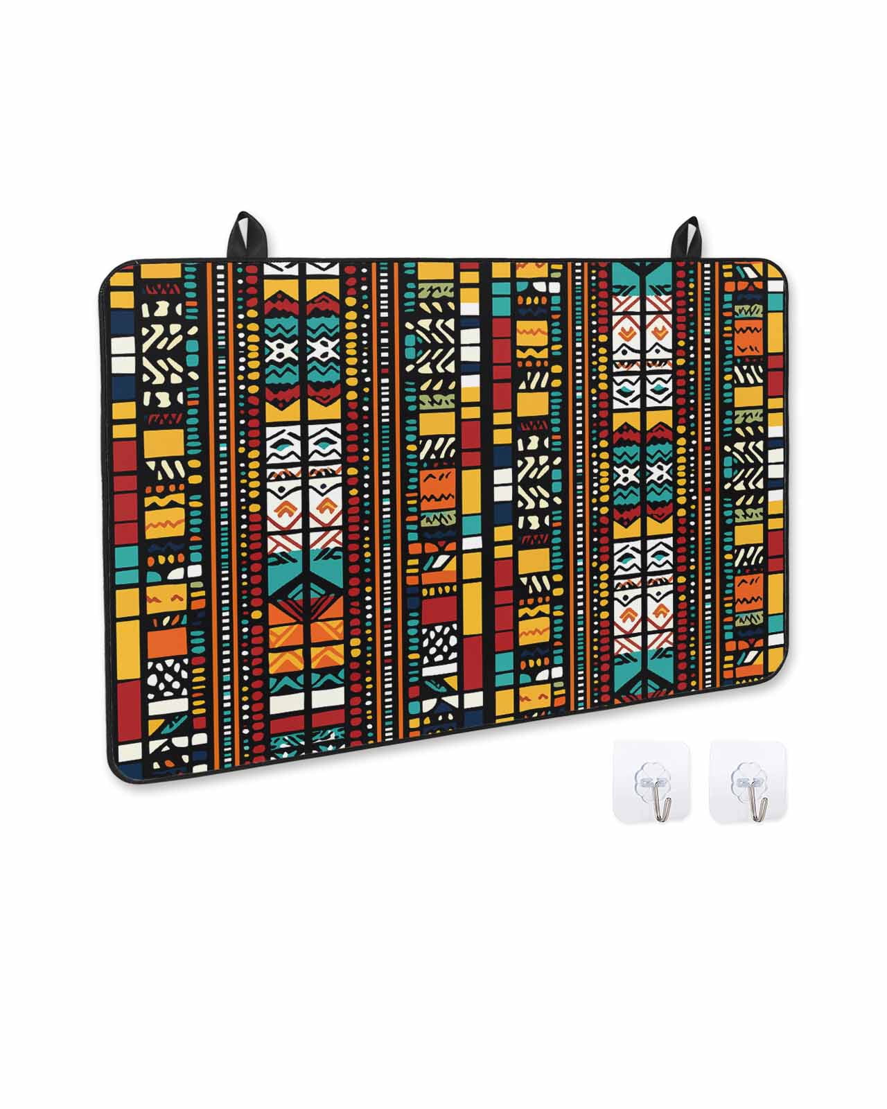 nqOlkjepod Large Induction Cooktop Protector Mat 36"x21", Colorful Boho Stove Top Covers for Electric Stove, Farmhouse Abstract Geometric Ethnic Art Stove Burner Cover Mats, Glass Top Stove Cover