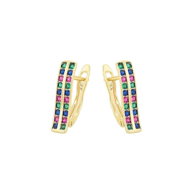 Aretes Dama Churumbela Zafiro, Rubí y Esmeralda Oro 14K Lam dorado Unitalla