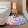thumbnail image 2 of Spring Floral Round Area Rug 3.3Ft Washable Circle Rugs for Dining Room Table, Purple Pink Blue Flower Botanical Ombre Non-Slip Carpet Floor Mats Indoor Outdoor Carpet Runner Aesthetic Home Decor, 2 of 8