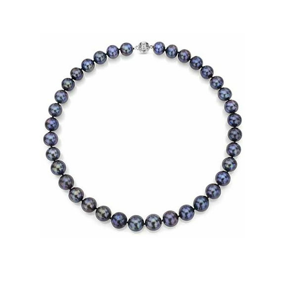 ADDURN Ultra-Luster 7-8mm Black Genuine Cultured Freshwater Pearl 18" Necklace and Sterling Silver Ball Clasp