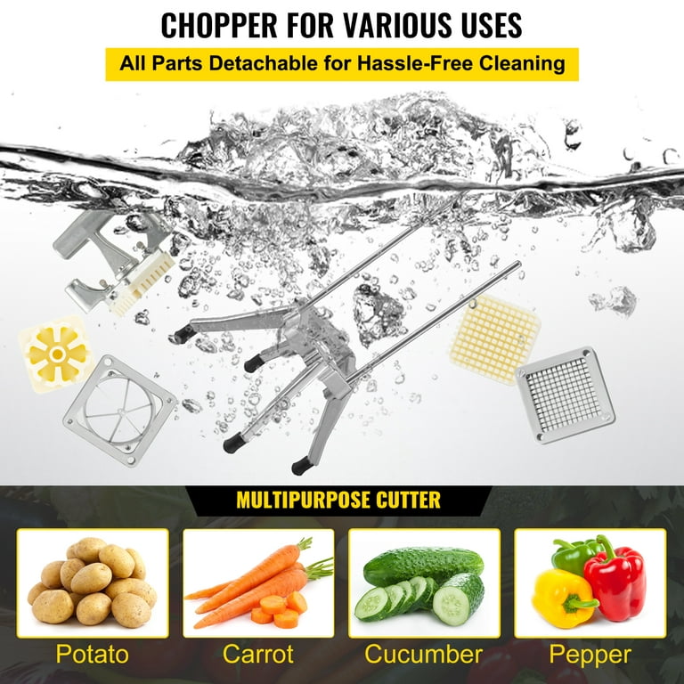 VEVOR Commercial Vegetable Fruit Chopper 1/4 in. Blade, Heavy Duty Professional Food French Fry Cutter Onion Slicer