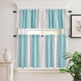 thumbnail image 2 of 3 Piece Kitchen Curtains and Valances Set Turquoise Aqua Stripes Cafe Curtains 36 Inch Length Modern Minimalist Abstract Lines Valance & Tier Curtain for Living Room Bedroom Window 54"x18"+27"x36"*2, 2 of 6
