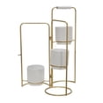 thumbnail image 1 of Benjara BM220983 3 Tier Round Shape Foldable Metal Planter with Tubular Frame, White & Gold, 1 of 1