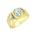 thumbnail image 6 of RYLOS Men's Rings 14K Yellow Gold Ring Classic Designer Style 8X6MM Oval Gemstone & Diamond Ring Aquamarine Birthstone Rings For Men Size 13, 6 of 7