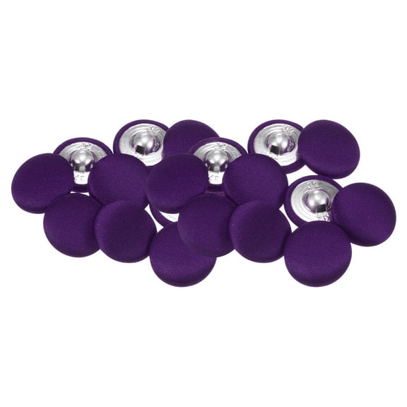 20pcs 32L Fabric Cloth Covered Button 20mm Round Metal Shank Sewing Buttons for Suits Blouses Sweaters, Purple