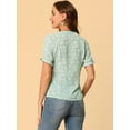 thumbnail image 5 of DARING DIVA Women's Ruffled Bubble Short Sleeve Floral Blouse XL Green, 5 of 6