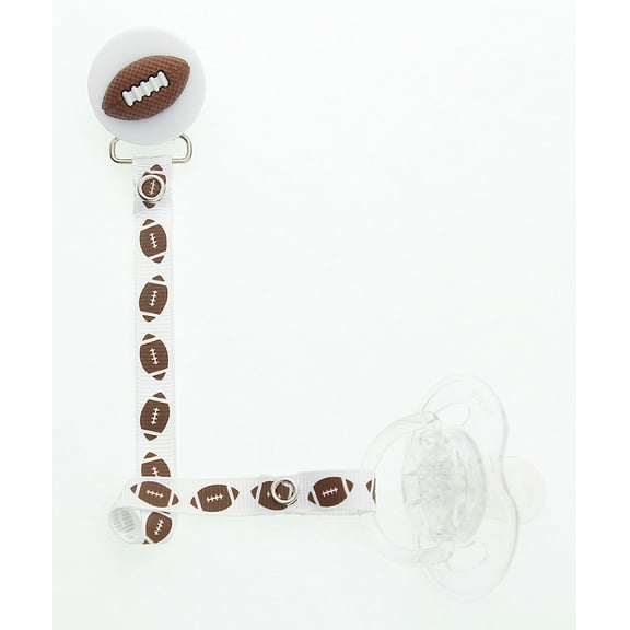 Brown Football Sports Pacifier Clip