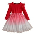 thumbnail image 3 of Girls Dresses Long Sleeve Starry Sequin Gradient Mesh Party Evening Princess Dresses Toddler Dress Red 4 Years-5 Years, 3 of 5