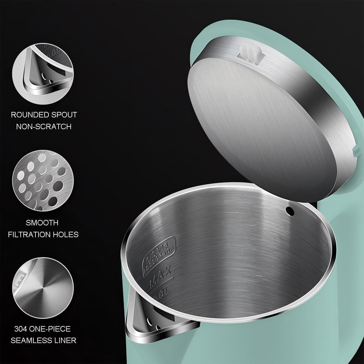 Compact 0.8L Stainless Steel Electric Kettle - Safe Fast Boil for Tea & Coffee