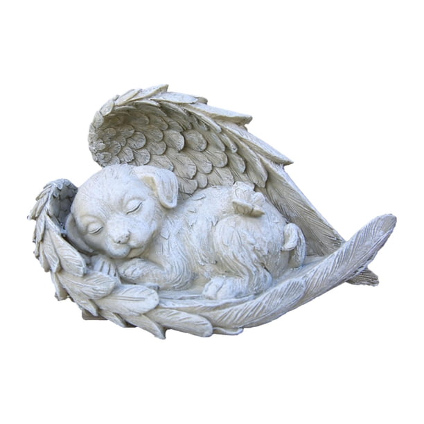 Marcador de tumba conmemorativo para mascotas, resina, recuerdo, acabado de piedra antigua, estatua de homenaje Ángel Cachorro