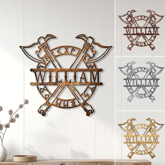 Custom Viking Axe Metal Sign Norse Wall Decor Gift for Men, Husband, Dad, Son