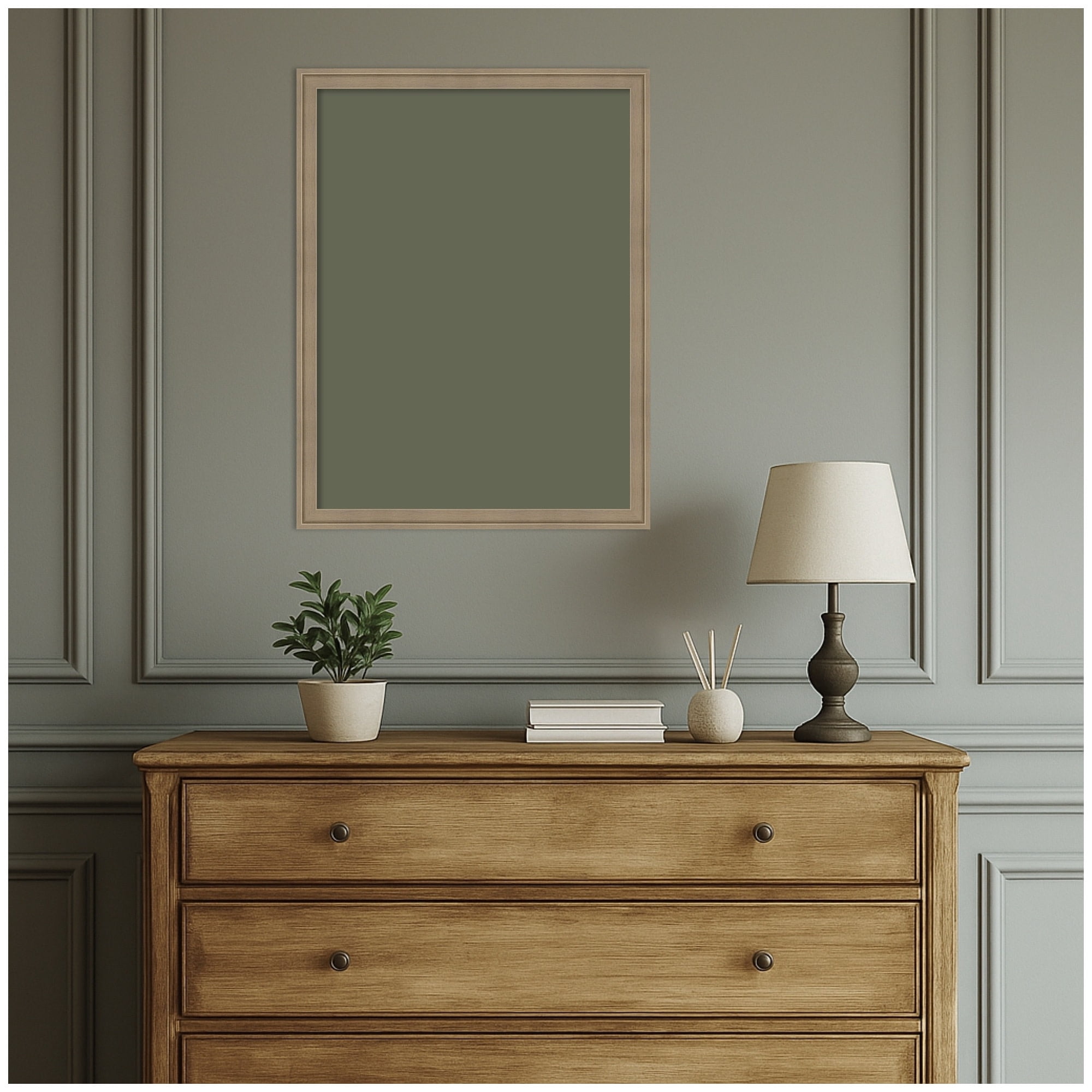 Kate and Laurel Framed Fabric Pinboard 20 x 26,  Printed Linen Classic Bulletin Board for Use as a Vision Board or Wall Organization, Florence Light Brown Frame