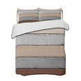 thumbnail image 2 of Quilts Twin Size, Brown Wooden Soft Comforter Bedding Set for Bed, Grey Stripe Gradient Country Rustic Grain Lightweight Quilted Bedspread with Pillow Cover(2 Pieces) for All Season, 68x86 Inch, 2 of 6