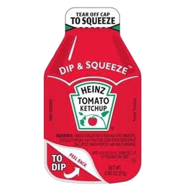 Heinz Tomato Ketchup Single Serve Dip and Squeeze Dippers 0.95 oz Pack