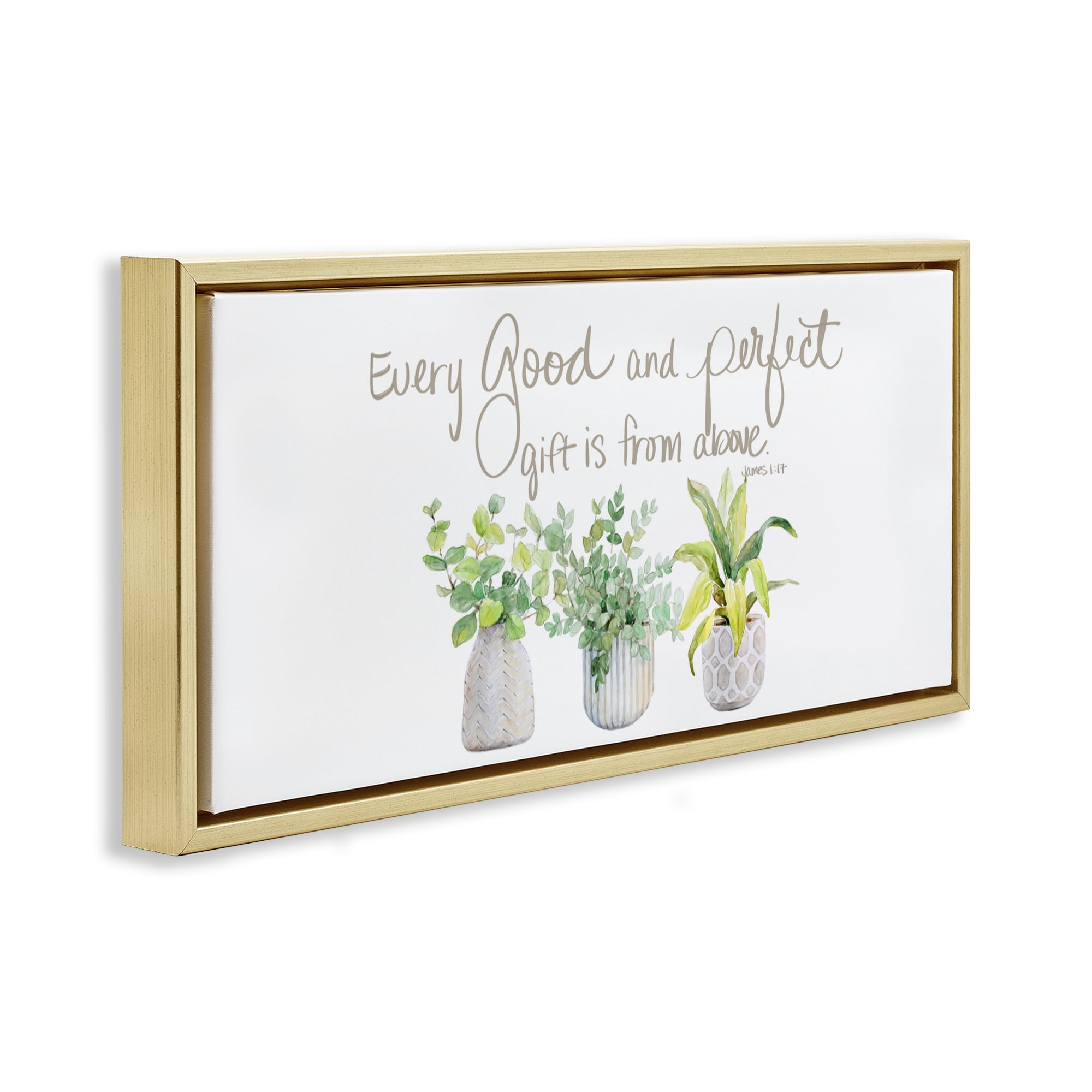 Stupell Industries Every Good & Perfect Gift Gold Framed Floater Canvas Wall Art, design by Lanie Loreth