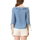 thumbnail image 3 of Blusa de verano con puntos polka para mujer, con cuello rizado y media manga, XL, azul polvo, 3 of 6