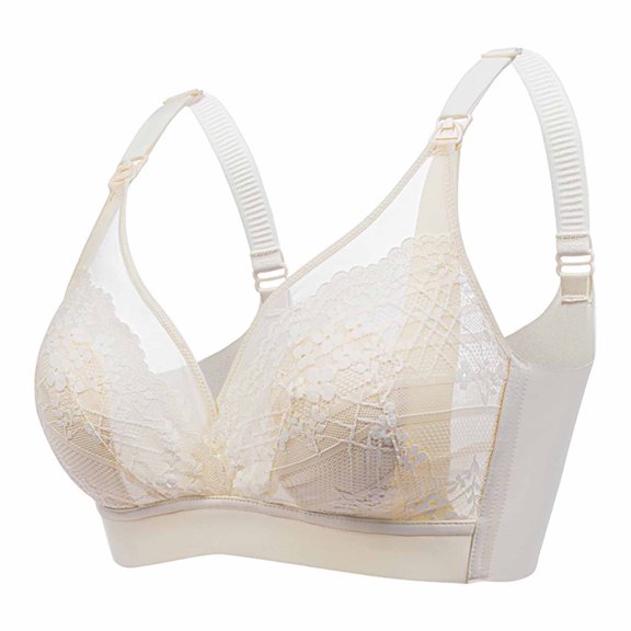 ATOYSOY Nursing Everyday Bra Lace Splicing Breathable Push Up Underwear Wireless Workout Thin Lightly Girls Teens Smoothing Comfy Bra Beige
