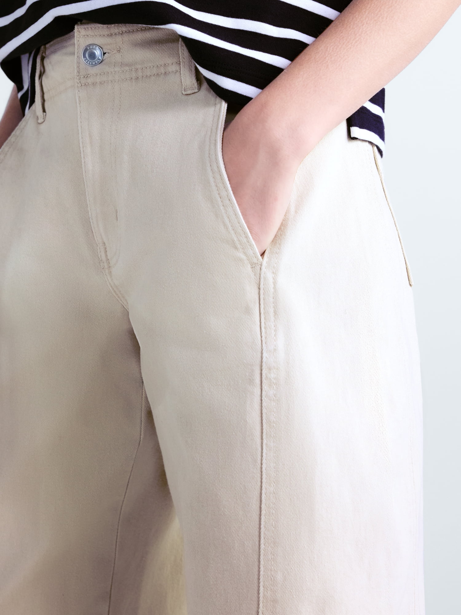 Free Assembly Women's and Women's Plus Side Panel Barrel Jeans, 30" Inseam, Sizes 0-28W