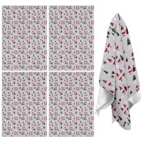 4 Pcs Funny Kitchen Towels,Gray Christmas Gnome and Tree Pattern Microfiber Dish Towels,Kitchen Tea Towels,Kitchen Towel Set (18" X 26")