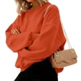 thumbnail image 6 of WULMLEO Womens Sweatshirt Long Sleeve Color Block Fleece Hoodies Fall Casual Crewneck Pullover Tunic Tops 2025 Saffron L, 6 of 6