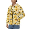 thumbnail image 3 of Uemuo Striped Sunflower Daisy for Men's Fashion Full-zip Hoodies & Sweatshirts with Kangaroo Pocket, Zip-up Hooded Sweatshirt, Moisture Wicking & Breathable-X-Large, 3 of 5