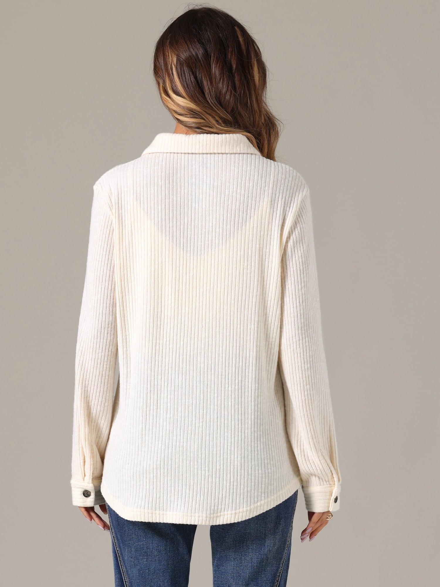 DARING DIVA Women's Casual Long Sleeve Button Down Turn Down Collar Shirts XS Apricot