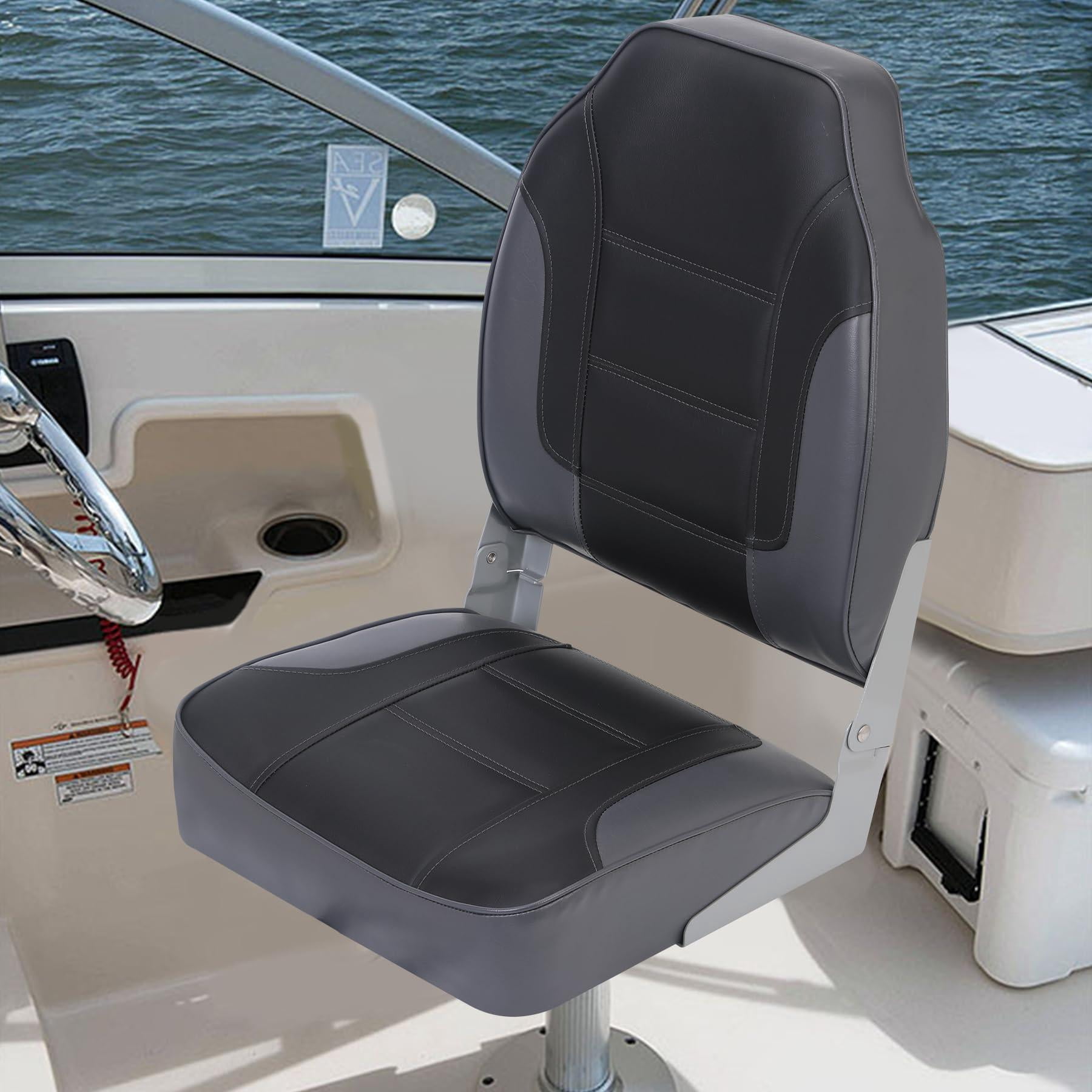 Mescukay 2 Pack High Back Folding Boat Seats - Elastic Cushion Boat Chair, Waterproof Fishing for Bass Tracker for Sightseeing Chair, Speedboat