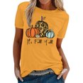 thumbnail image 1 of Gibobby Playera de Verano para Mujer Blusa informal manga corta con estampado otoño para mujer, blusa informal con cuello redondo, camisetas tipo túnica(Amarillo,XL), 1 of 4