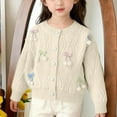 thumbnail image 2 of HAOTAGS Knitted Cardigan Girls, Fleece Lining Warmth Long-Sleeved Softness Outer Top White 3-4 Years, 2 of 8
