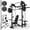 Foldable Squat Rack-Black & Weight Bench & Barbell-Black& Black Weight Plates 70lbs, variant on Mikolo Foldable Squat Rack, Wall Mounted Power Rack with Cable Crossover Machine & LAT Pull Down Machines, Functional Trainer with 5 Adjustable Function Modes, for Home Gym and Space Saving
