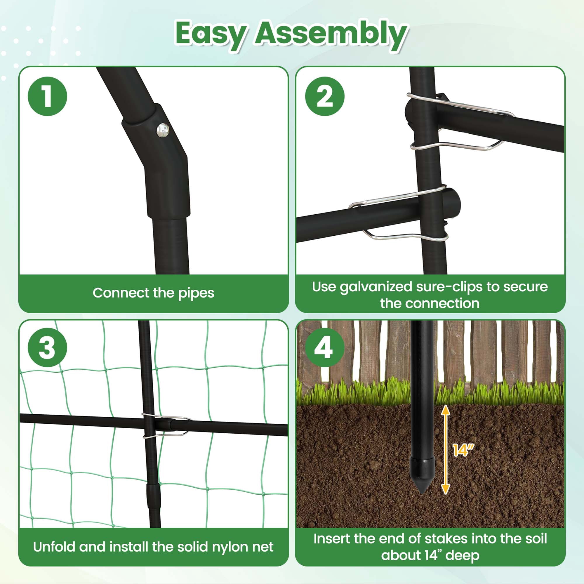 Costway 1 PCS 7.5FT Garden Arch Trellis Outdoor Plant Support Archway for Climbing Vine Flower