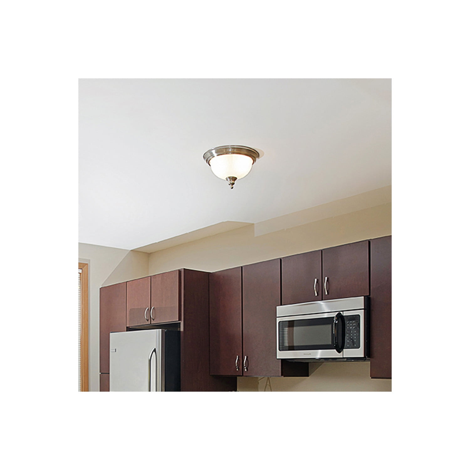 Design House WM751029 Bristol Traditional 2-Light Indoor Flush Mount Ceiling Light Dimmable Alabaster Glass for Bedroom Dining Room Kitchen, Satin Nickel