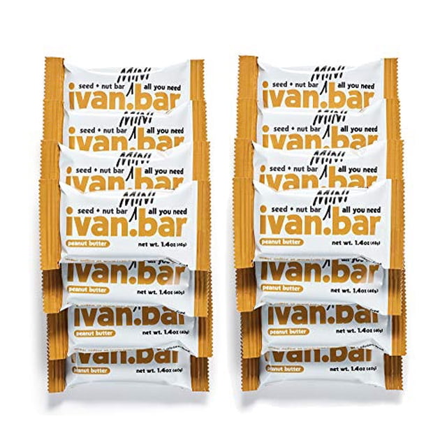 ivan.bar Barrita energética llena de proteínas | Proporciona energía saludable | Vegano, todos los ingredientes naturales | Sin soja, lácteos ni gluten (mantequilla de maní, 1.4 onzas (paquete de 24 b