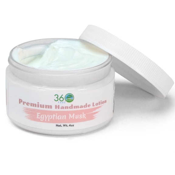 Egyptian Musk Lotion in Jar - 4oz Premium Handmade Natural Moisturizing Skin Lotion, Moisturizer For Dry To Very Dry, Sensitive Skin, Deep Moisturizing Cream - Falls River Soap Company