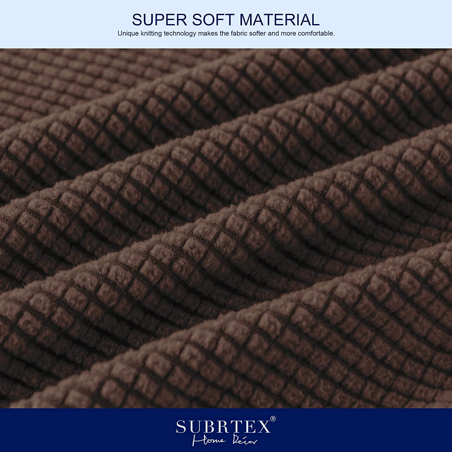 Subrtex 4-Piece Stretch Textured Grid Sofa Cover Slipcover,Separate Cushion Cover(Chocolate, Sofa)
