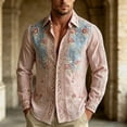 thumbnail image 2 of MYAOYI Mens Relaxed Fit Embroidered Shirt Long Sleeve Lapel Boho Casual Shirt, 2 of 5
